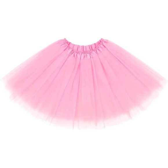Women's Light Pink Adults 5 Layered Tulle Skirt Halloween Tutus Fluffy Skirts - Picture 2 of 6
